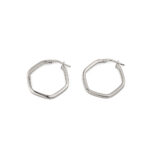 Pentagon Hoop Earrings - 925 Sterling Silver and Gold Plated - Image 3