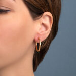 Pentagon Hoop Earrings - 925 Sterling Silver and Gold Plated - Image 2