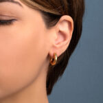 Wave Hoop Earrings - 925 Sterling Silver and Gold Plated - Image 2