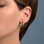 Κρίκοι με Σκαλιστή Επιφάνεια- Επιχρυσωμένο Ασήμι 925 - Image 2