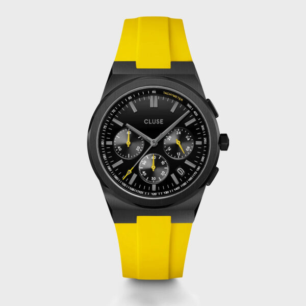 Cluse Vigoureux Chrono Watch Silicone Yellow Black Colour