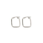 Rectangular Hoop Earrings - 925 Sterling Silver