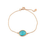 Gregio Βραχιόλι Αλυσίδας με Κρύσταλλο - Ροζ Επιχρυσωμένο Ασήμι 925