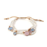 Gregio Pearl and Crystal Macrame Bracelet - 925 Sterling Silver