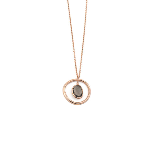 Gregio Round Necklace wih Crystal - 925 Sterling Silver and Rose Gold Plated