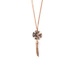 Gregio Κολιέ Σταυρός - Ροζ Επιχρυσωμένο Ασήμι 925