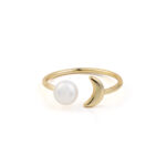 Moonlight Ring with Pearl - 925 Sterling Silver and Gold Plated