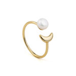Moonlight Ring with Pearl - 925 Sterling Silver and Gold Plated - Image 2