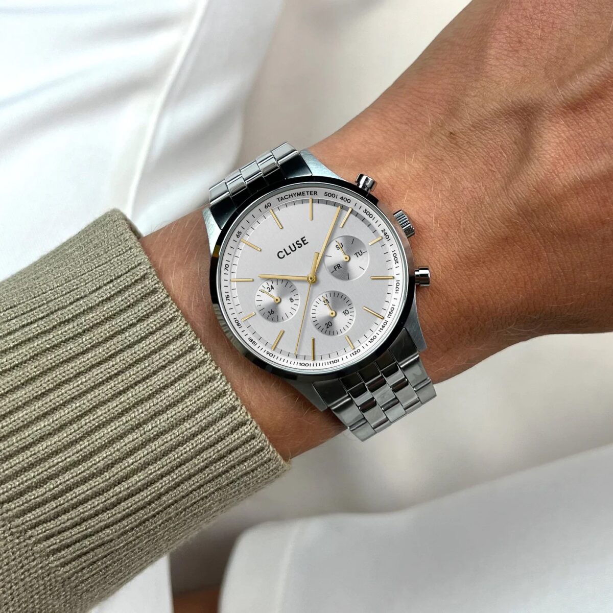 Cluse Anthéor Multifunction Watch Steel Silver Bicolour Silver Colour - Image 2