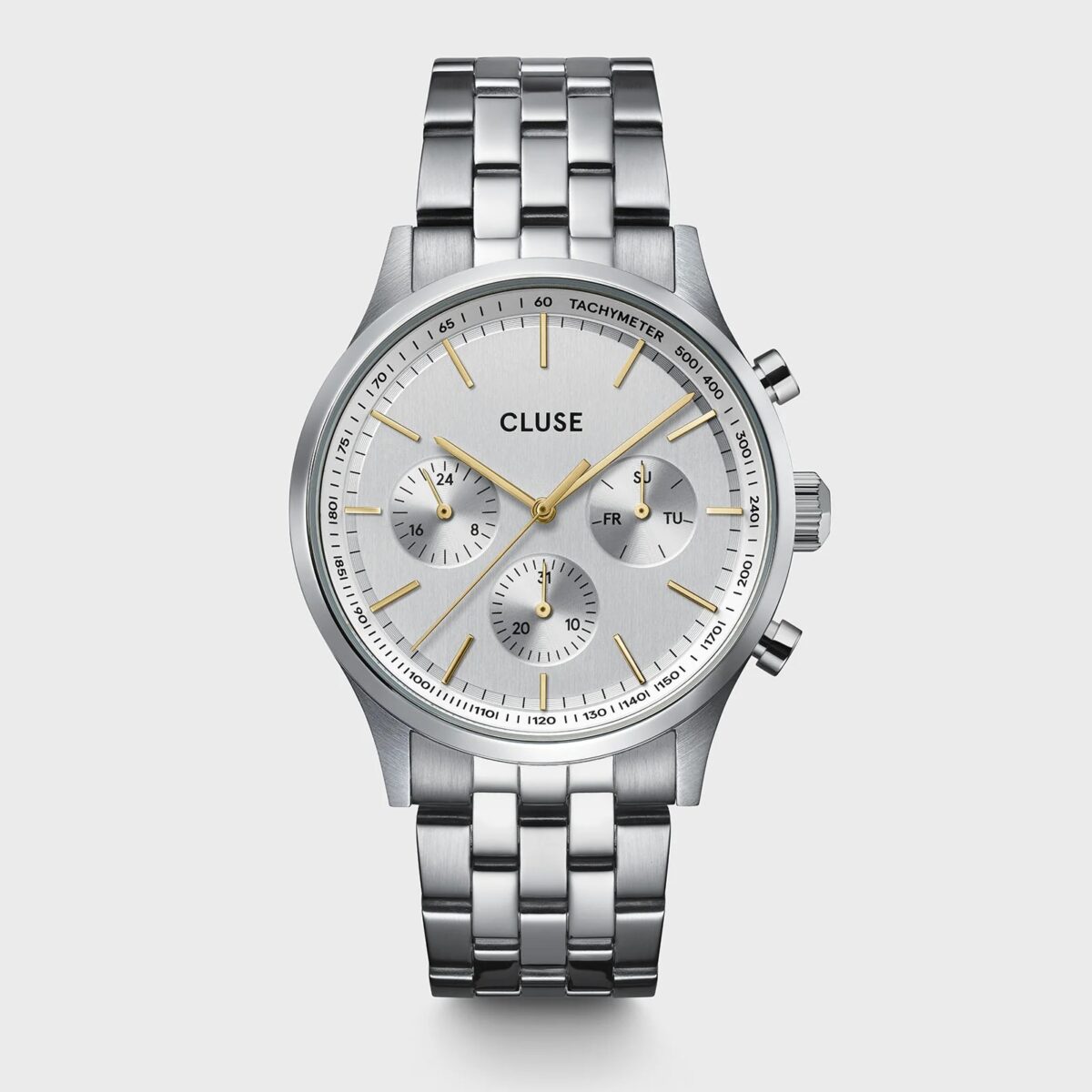 CW21010_frontal Cluse Anthéor Multifunction Watch Steel Silver Bicolour Silver Colour