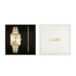 Cluse Gift Box La Tétragone Full Gold Steel Watch and Curb Chain Bracelet