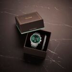 Cluse Gift Box Anthéor Multifunction Steel Watch Green & Cuban Chain Bracelet - Image 4