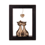 Bronze The love of two cats - Wood art frame