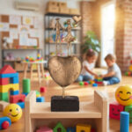 Ζευγάρι πάνω σε Καρδιά - Μπρούτζινη Φιγούρα σε λάβα - Image 2