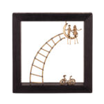 Bronze Couple sitting over the moon - Wood art frame