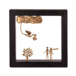 Bronze Stork Brought a baby - Wood art frame