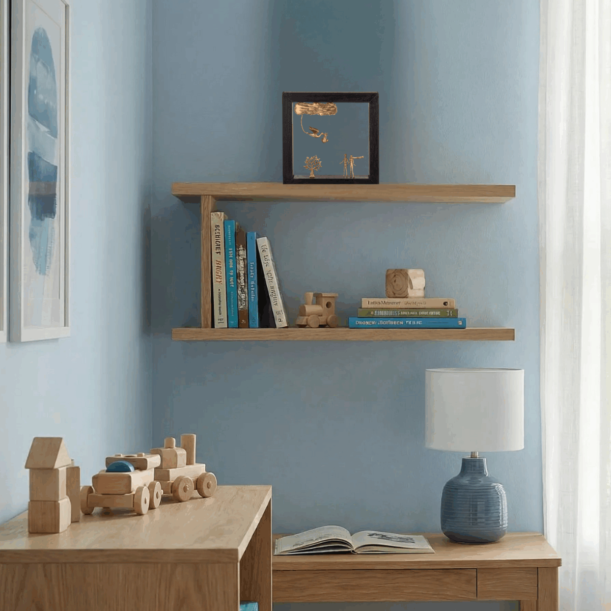 Ήρθε ο πελαργός - Μπρούτζινες φιγούρες σε ξύλινο πλαίσιο - Image 2