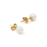 Simple Pearl Stud Earrings - 14k Gold