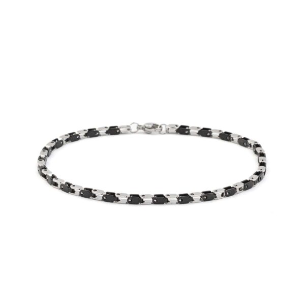 Black and Silver Box Bracelet - Stainless Steel