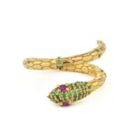 Serpent Ring with Zircon in 925 Silver and Gold Plated