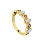 Pearl and Tourmaline Ring in 925 Sterling Silver Gold Plated - Image 3