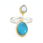 Aquamarine and Amethyst Ring in 925 Sterling Silver