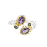 Amethyst and London Blue Topaz Ring in 925 Sterling Silver