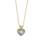 Aquamarine Heart Necklace in Gold Plated 925 Sterling Silver