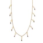 Cross Colorful Tourmaline Necklace in Gold Plated 925 Sterling Silver