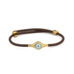 Brown Caoutchouc Bracelet with Oval Evil Eye