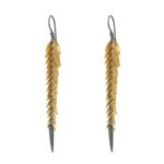 Gold-Plated Leaf Drop Earrings in Oxidized 925 Sterling Silver