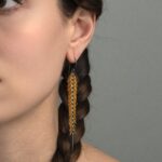 Gold-Plated Leaf Drop Earrings in Oxidized 925 Sterling Silver - Image 2