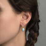 Moonstone and Larimar Gemstone Earrings in Gold-Plated 925 Sterling Silver - Image 2