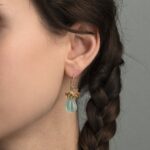 Aqua Chalcedony and Multicolor Tourmalines Dangle Earrings in Gold-Plated 925 Sterling Silver - Image 2