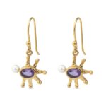 Amethyst and Pearl Star Earrings in Gold-Plated 925 Sterling Silver