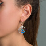 Όπαλ Κρεμαστά Σκουλαρίκια Σπείρα από Ασήμι 925 - Image 4