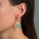 Όπαλ Κρεμαστά Σκουλαρίκια Σπείρα από Ασήμι 925 - Image 2