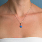 Turtle Opal Pendant with Zircons- 925 Sterling Silver - Image 2