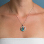 Spiral Wave Opal Pendant with Zircons- 925 Sterling Silver - Image 5