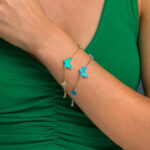 Butterfly Opal Bracelet Double Stone Side Opal White & Blue - Image 2