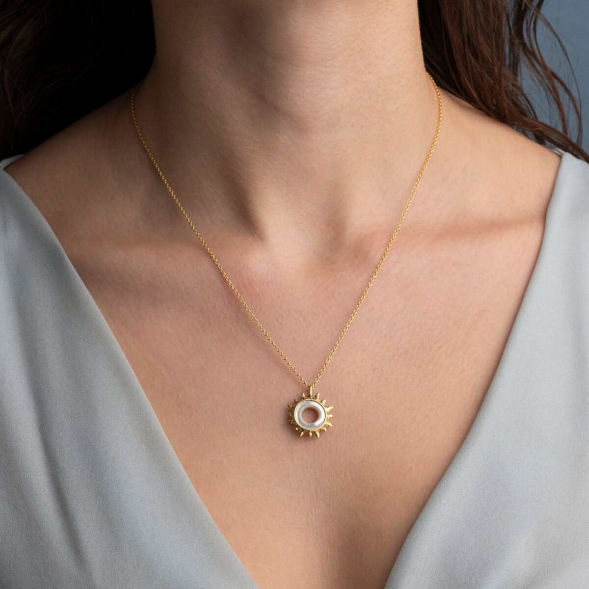 Sterling silver sun pendant necklace - Image 2