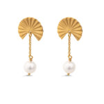 Sterling silver stud earrings with a freshwater pearl