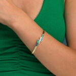 Opal Geometrical Shapes Cuff Bracelet – 925 Sterling Silver - Image 2