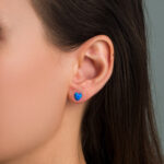 Heart Opal Stud Earrings - 925 Sterling Silver - Image 2