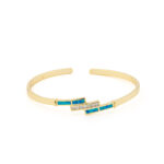 Opal Geometrical Shapes Cuff Bracelet – 925 Sterling Silver