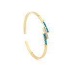 Opal Geometrical Shapes Cuff Bracelet – 925 Sterling Silver - Image 3