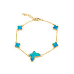 Butterfly Opal Bracelet Double Stone Side Opal White & Blue