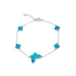 Butterfly Opal Bracelet Double Stone Side Opal White & Blue - Image 3