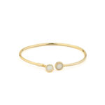 Circle Opal Cuff Bracelet - 925 Sterling Silver