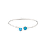 Circle Opal Cuff Bracelet - 925 Sterling Silver - Image 3